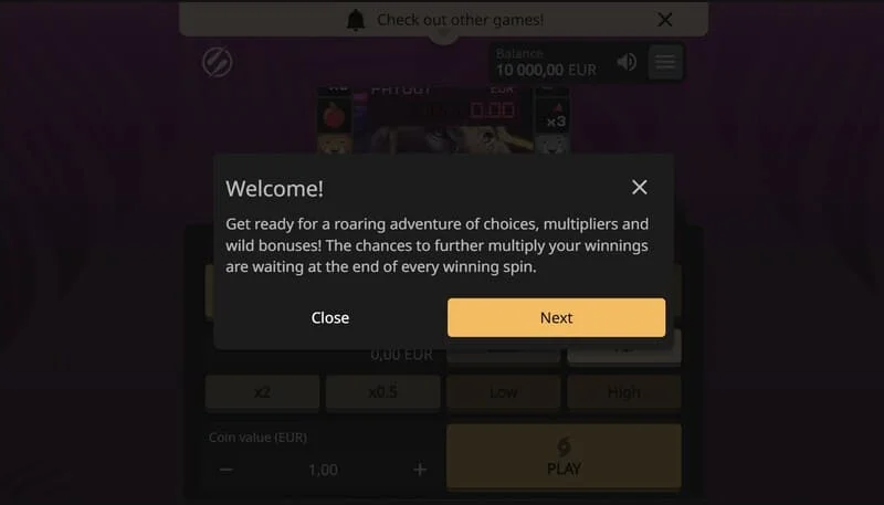 Lion Zama Fruits Bonus Spins – aktiivne sessioon klassikaliste puuvilisümbolite ja 777-ga